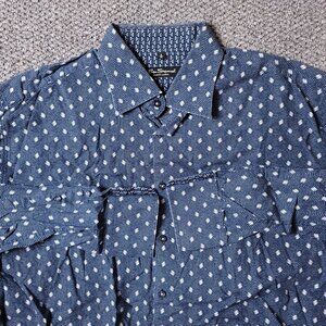 Ben Sherman Black Label Shirt Mens XL Blue Check Long Sleeve Cotton Button Arrow